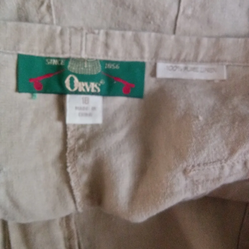🦋 Vintage Orvis Linen Capri Pants Beige Plus Size 18